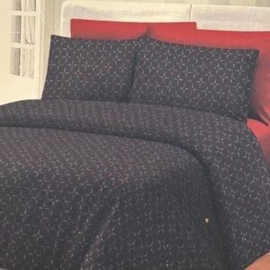 Royal Bamboo King Duvet Cover Set 6 pc Set Black and Red Print